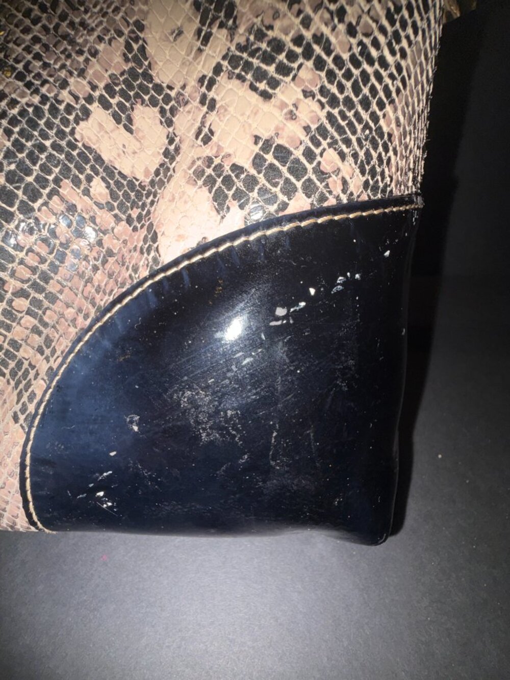 Dooney and Bourke Nikki Python Patent Leather Hobo Brown/Tan/Black - Picture 8 of 10